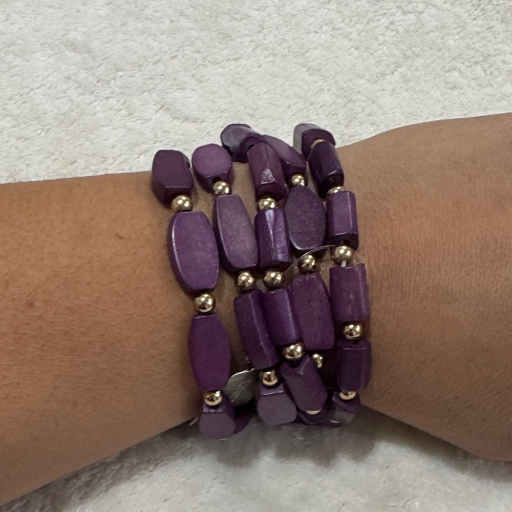 Chico's Purple Bracelet Set with Gold Beads